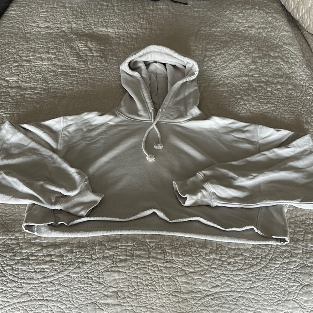 Aritzia TNA AiryAF Fleece Cropped Hoodie - Opal Grey - 2XS
